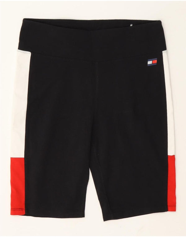 Tommy Hilfiger Womens Sport Shorts UK 12 Medium Black Colourblock Cotton
