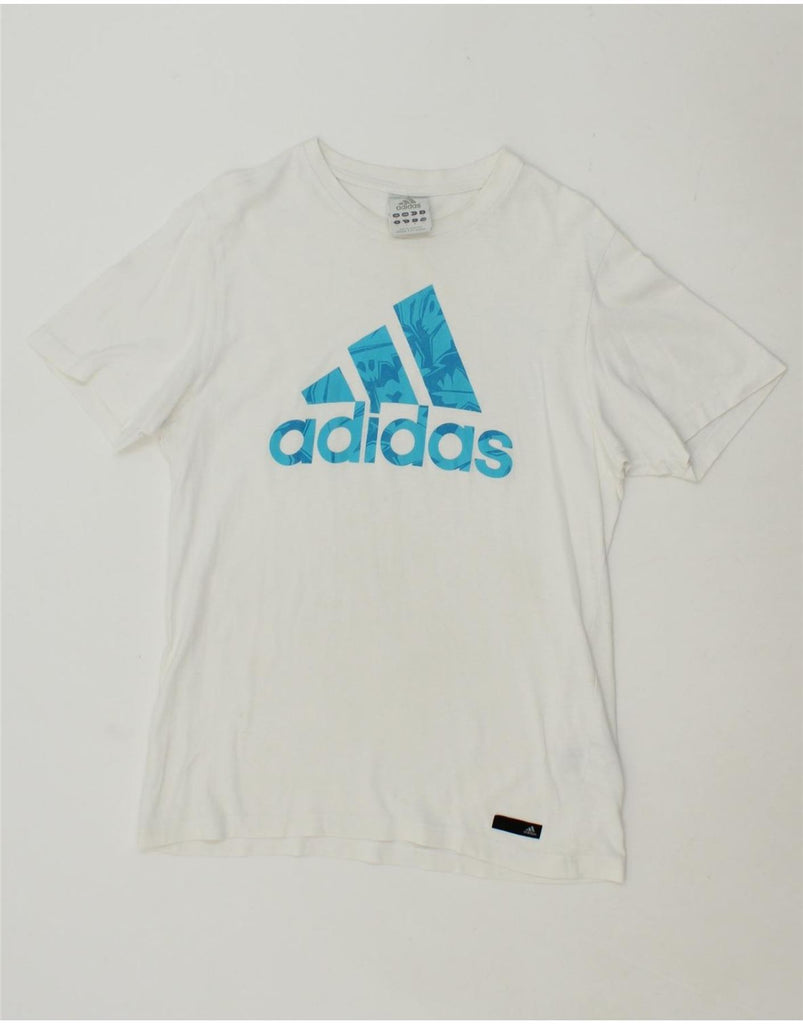 ADIDAS Mens Graphic T-Shirt Top Small White Cotton Vintage Adidas and Second-Hand Adidas from Messina Hembry 