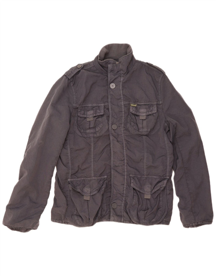 TOMMY HILFIGER Mens Military Jacket UK 38 Medium Navy Blue Nylon