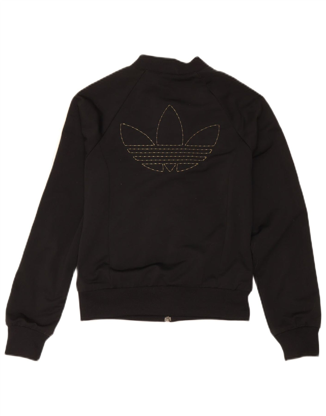 Adidas Womens Crop Graphic Tracksuit Top Jacket EU 38 Medium Black