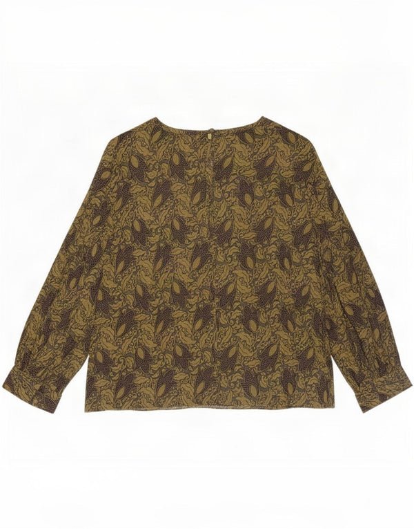 Toast Womens Top Long Sleeve UK 12 Medium Green Floral Viscose