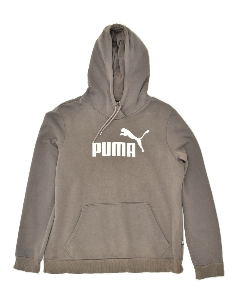 PUMA Womens Graphic Hoodie Jumper UK 16 Large Grey Cotton | Vintage Puma | Thrift | Second-Hand Puma | Used Clothing | Messina Hembry 