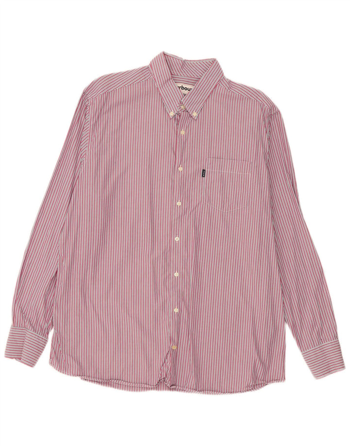 Barbour Mens Tailored Fit Shirt 2XL Pink Striped