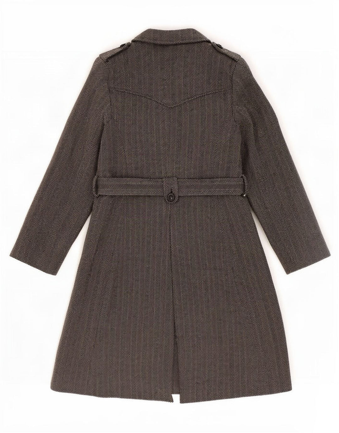 Marks & Spencer Womens Autograph Overcoat UK 8 Small Grey Herringbone Wool