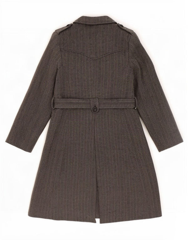 Marks & Spencer Womens Autograph Overcoat UK 8 Small Grey Herringbone Wool
