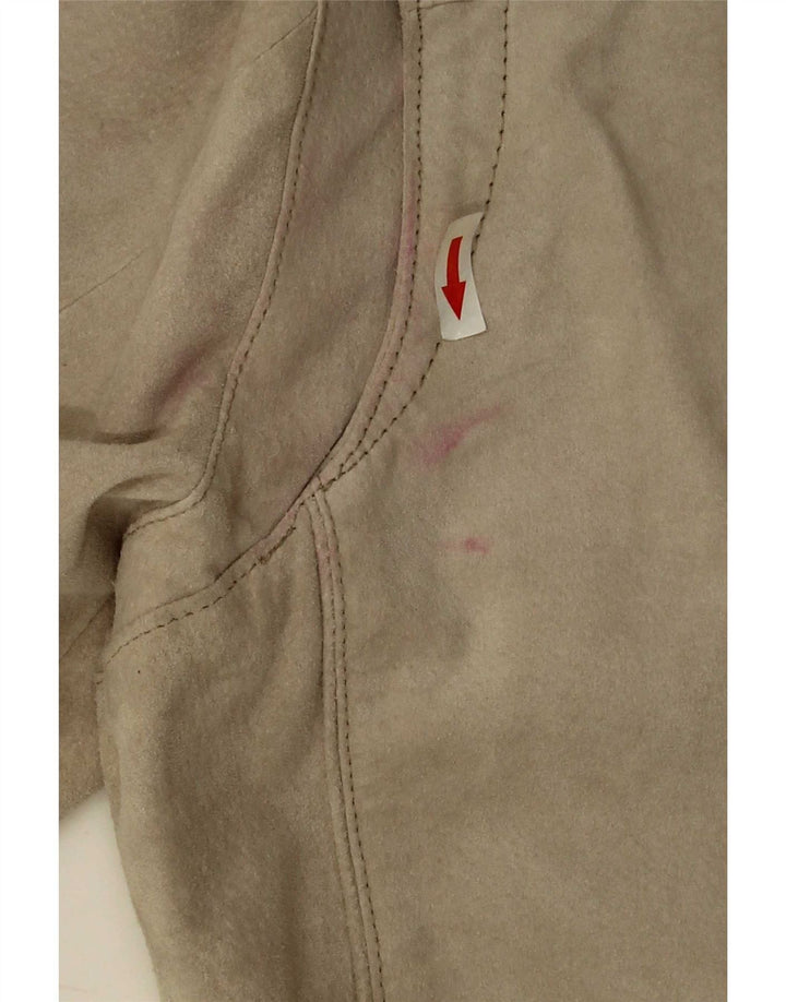 Heine Mens Suede Bomber Jacket UK 44 2XL Beige Leather