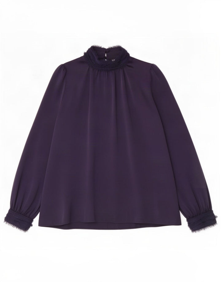 Zara Womens Oversized Blouse Top UK 6 XS Navy Blue Polyester