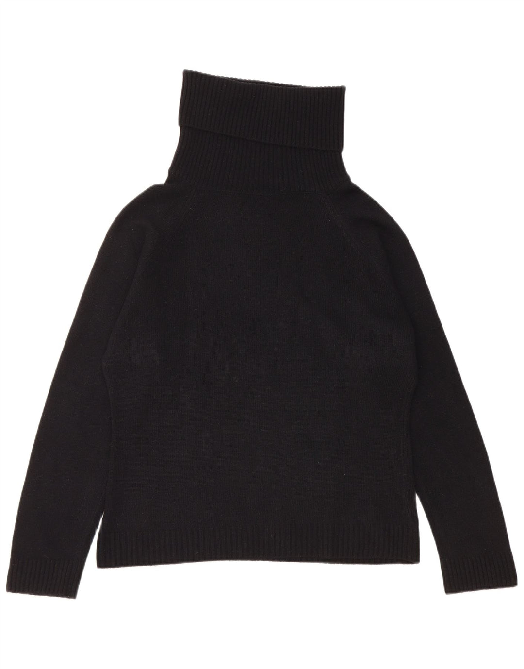 Benetton Womens Roll Neck Jumper Sweater UK 16 Large Black Virgin Wool