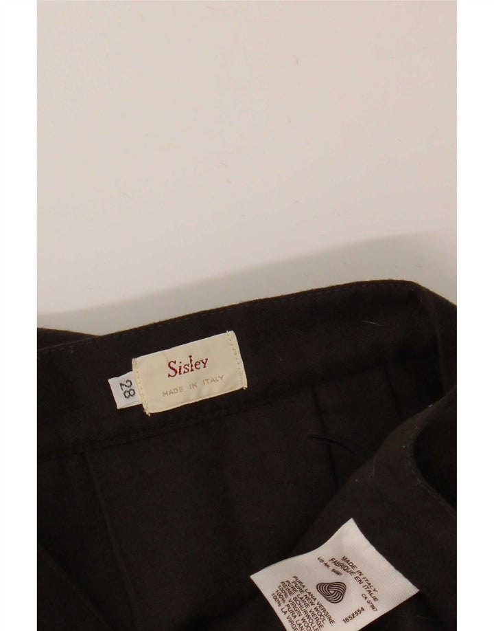 Sisley Womens Wrap Pleated Skirt Small W28 Brown Wool