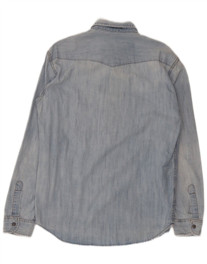 Carrera Mens Denim Shirt Medium Blue Cotton