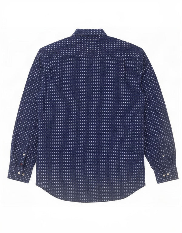 Tommy Hilfiger Mens Shirt Medium Navy Blue Geometric Cotton