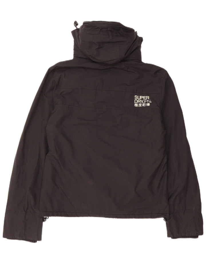 Superdry Womens Hooded Windbreaker Jacket UK 16 Large Black Nylon