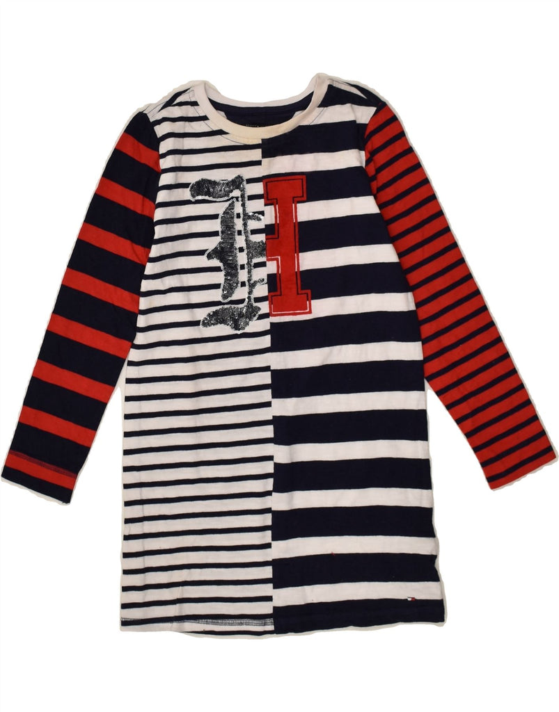 TOMMY HILFIGER Girls Graphic T-Shirt Dress 5-6 Years Multicoloured Striped | Vintage Tommy Hilfiger | Thrift | Second-Hand Tommy Hilfiger | Used Clothing | Messina Hembry 