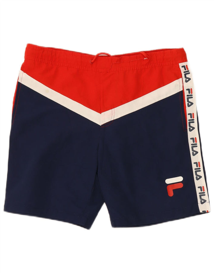 Fila Mens Graphic Swimming Shorts Small  Blue Colourblock Polyester