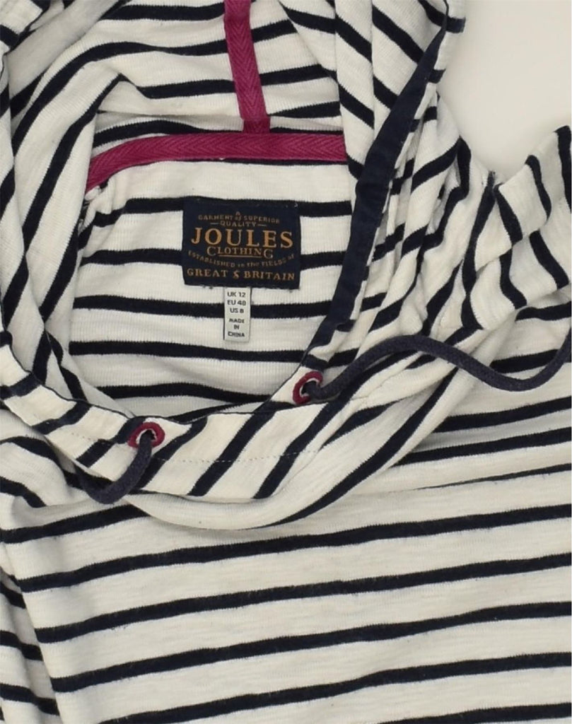 JOULES Womens Hoodie Jumper UK 12 Medium Black Striped Cotton Nautical | Vintage Joules | Thrift | Second-Hand Joules | Used Clothing | Messina Hembry 