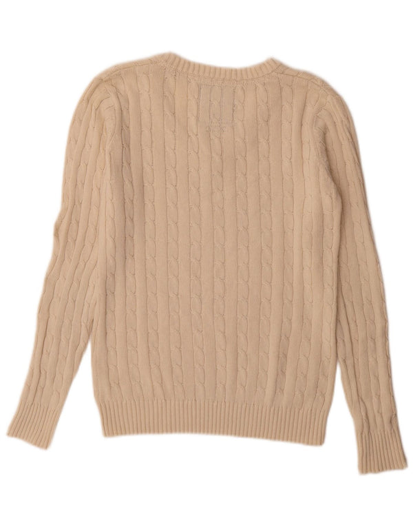 Kangol Womens V-Neck Jumper Sweater UK 10 Small Beige