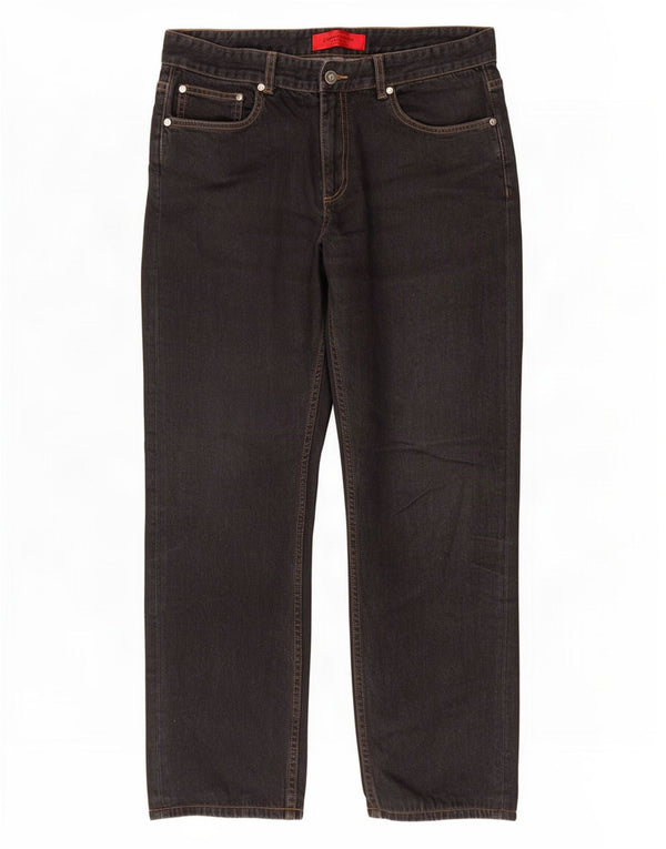 Pierre Cardin Mens Straight Jeans W36 L32 Black Cotton