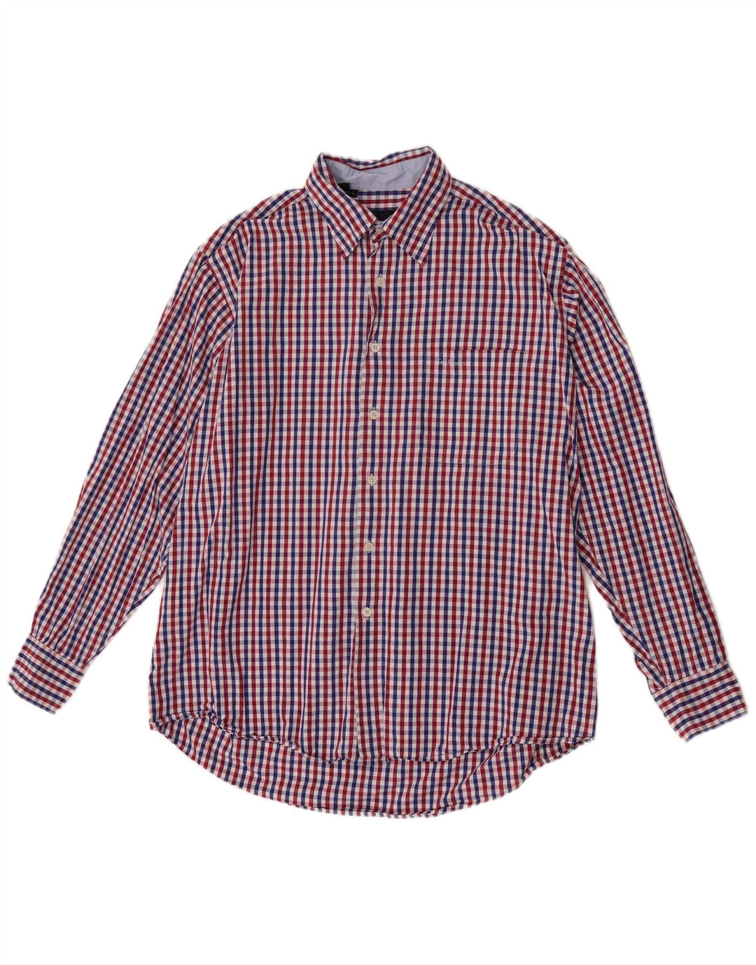 Pierre Cardin Mens Shirt Large Red Gingham Cotton