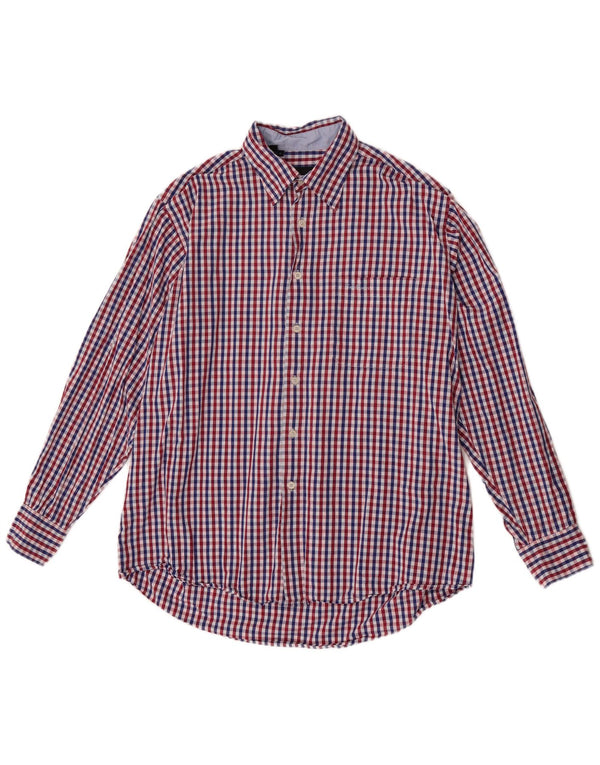 Pierre Cardin Mens Shirt Large Red Gingham Cotton