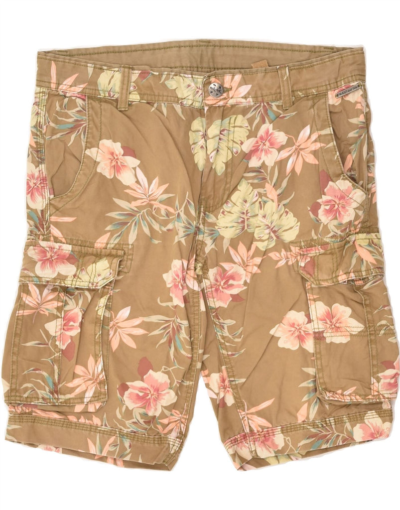 MAUI AND SONS Womens Cargo Shorts IT 46 Large W31 Beige Floral Cotton | Vintage Maui and Sons | Thrift | Second-Hand Maui and Sons | Used Clothing | Messina Hembry 