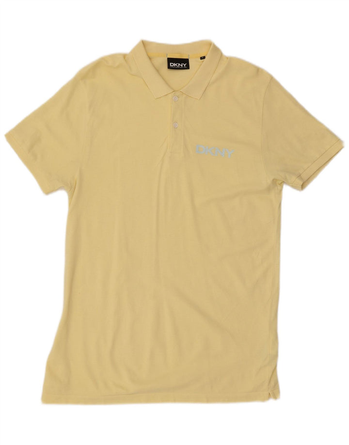 Dkny Mens Polo Shirt Large Yellow Cotton