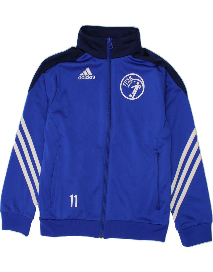 ADIDAS Boys Graphic Tracksuit Top Jacket 7-8 Years Small Blue Colourblock Vintage Adidas and Second-Hand Adidas from Messina Hembry 