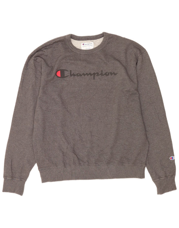 Champion Mens Graphic Sweatshirt Jumper Large Grey Cotton