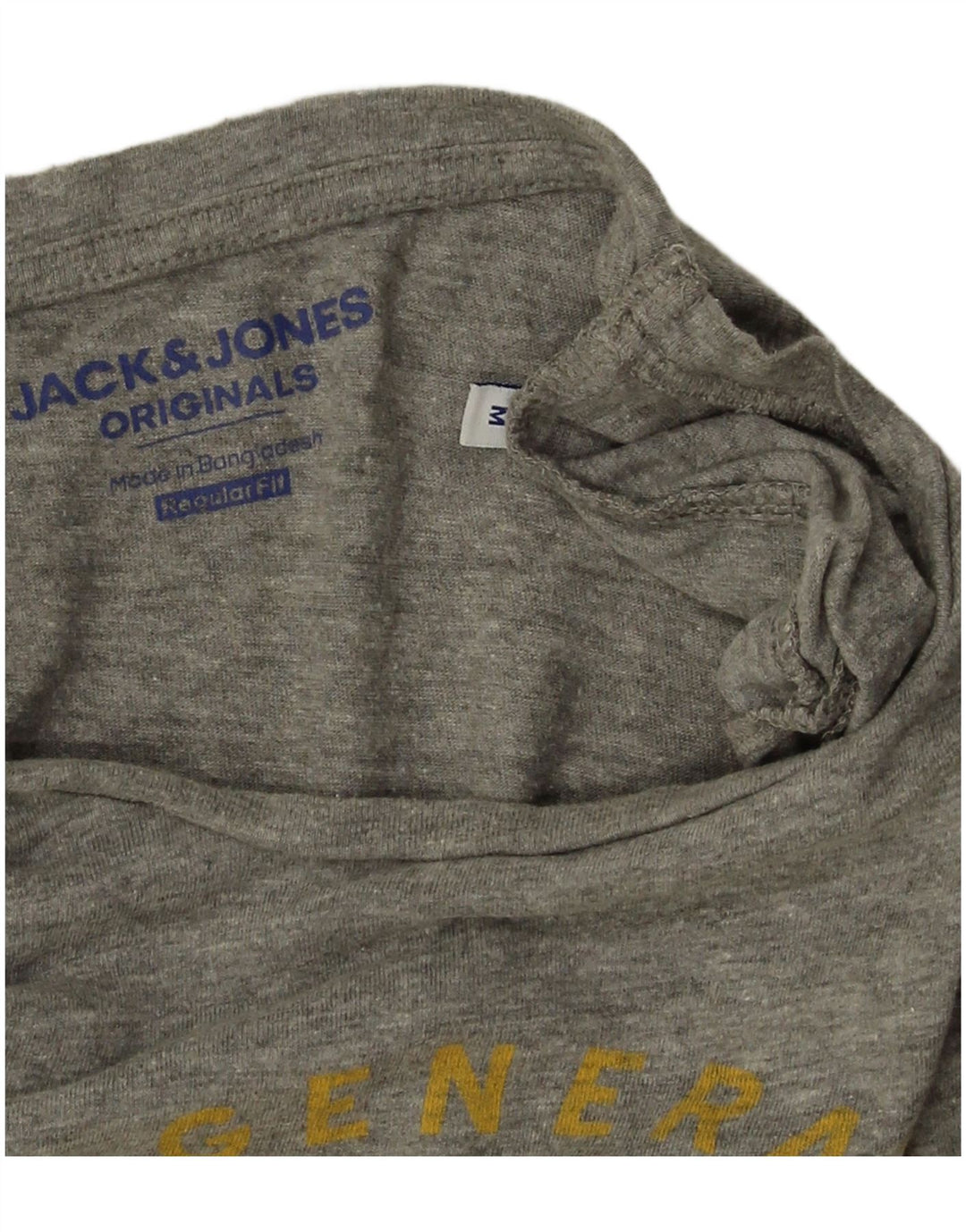 Jack & Jones Mens Regular Fit Graphic T-Shirt Top Medium Grey Flecked