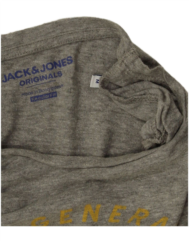 Jack & Jones Mens Regular Fit Graphic T-Shirt Top Medium Grey Flecked