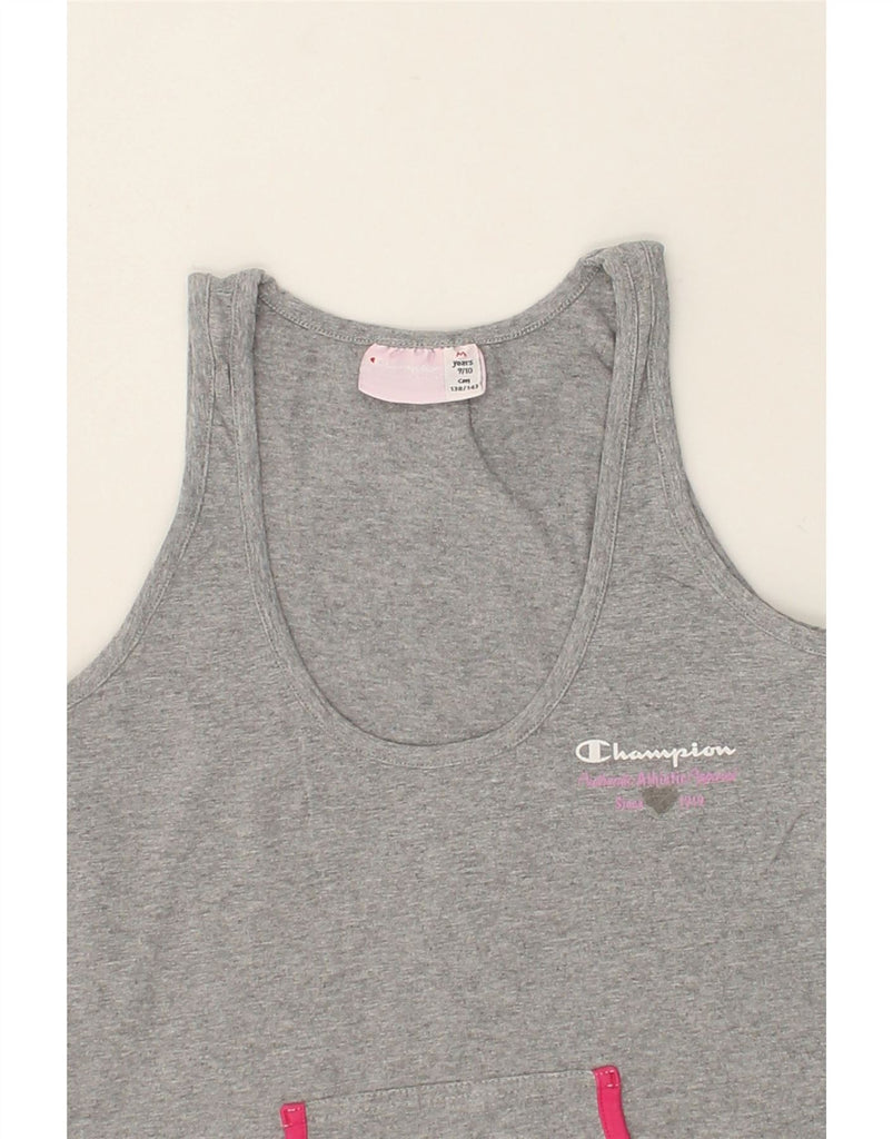 CHAMPION Girls Vest Top 9-10 Years Grey Cotton | Vintage Champion | Thrift | Second-Hand Champion | Used Clothing | Messina Hembry 