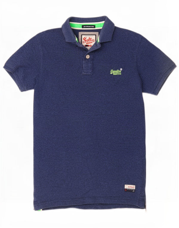 Superdry Mens The Classic Polo Shirt Medium Navy Blue Cotton