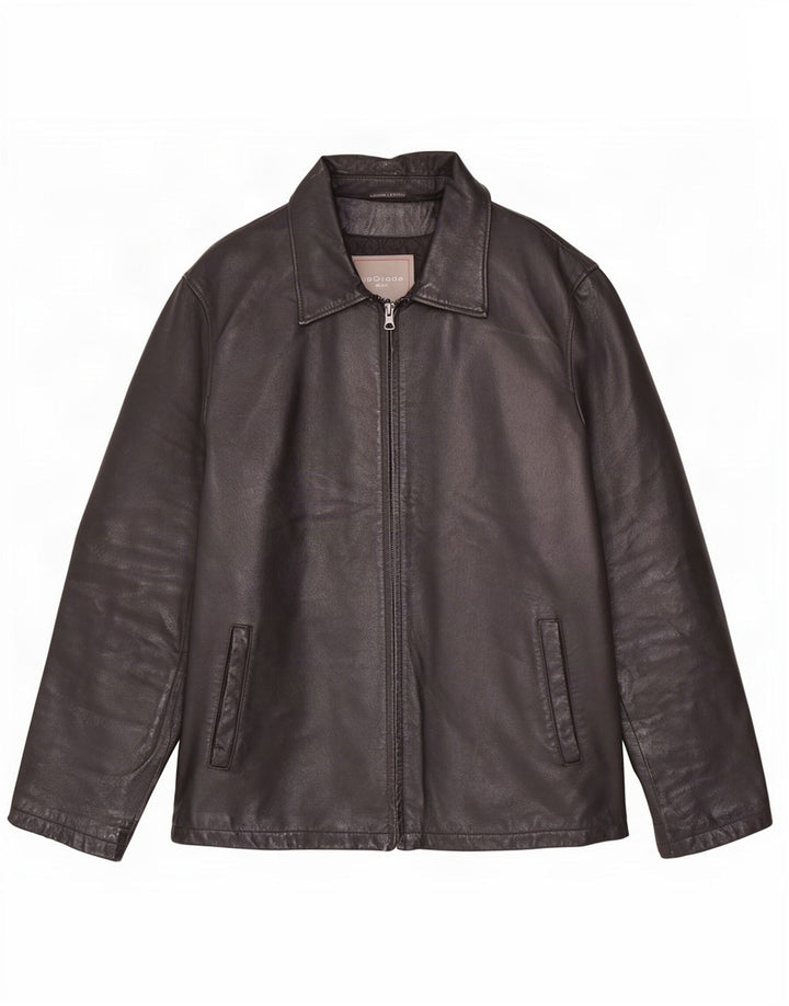 Vintage Mens Leather Jacket IT 48 Medium Black