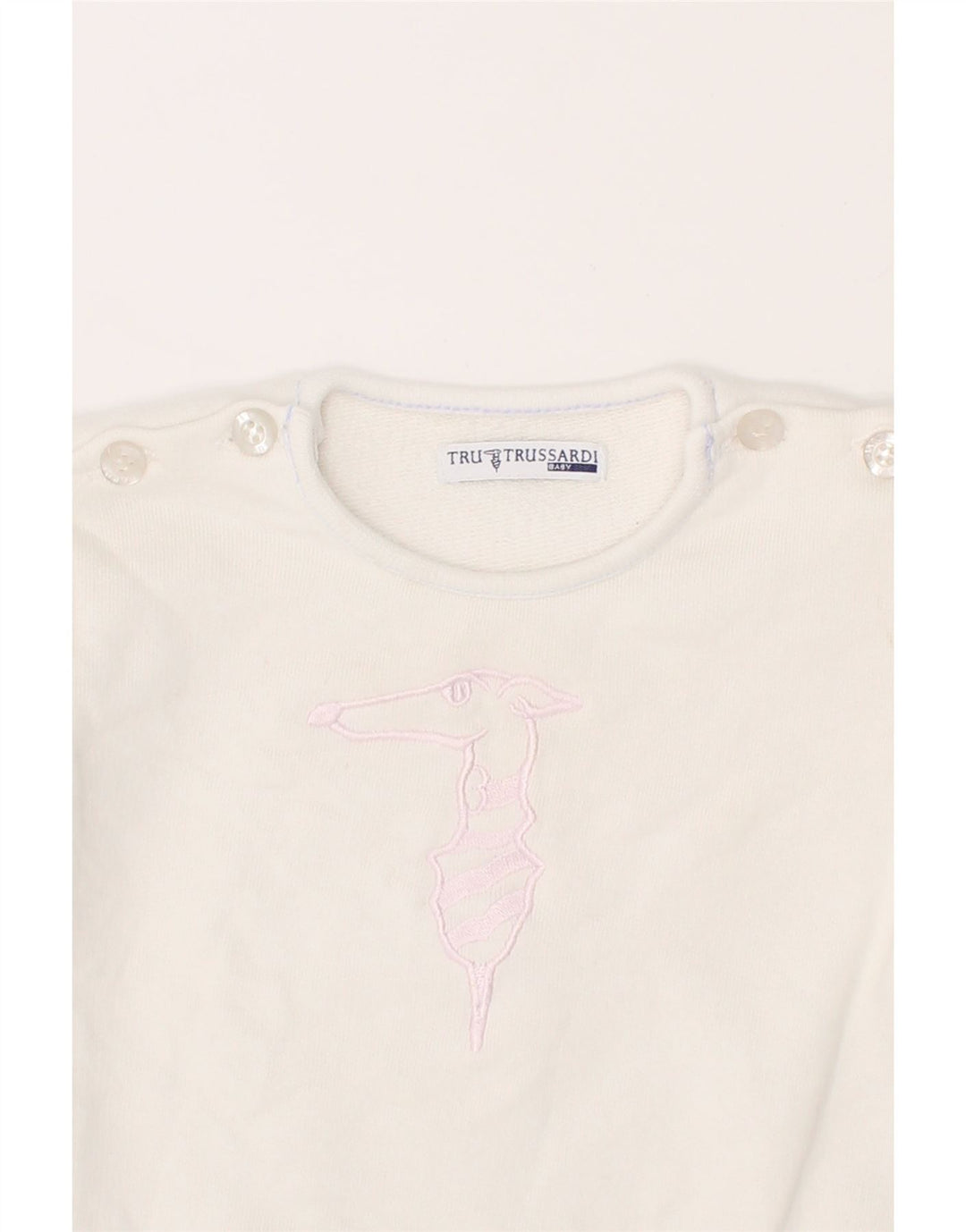 TRUSSARDI Baby Girls Graphic Sweatshirt Jumper 6-9 Months White Cotton Vintage Trussardi and Second-Hand Trussardi from Messina Hembry 