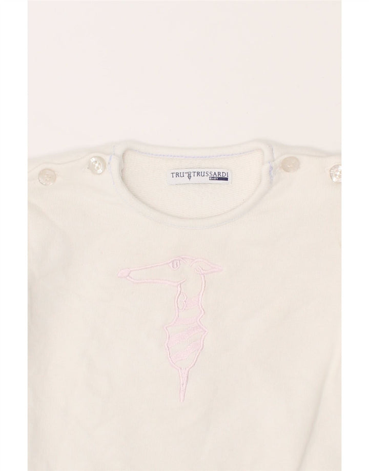 TRUSSARDI Baby Girls Graphic Sweatshirt Jumper 6-9 Months White Cotton Vintage Trussardi and Second-Hand Trussardi from Messina Hembry 