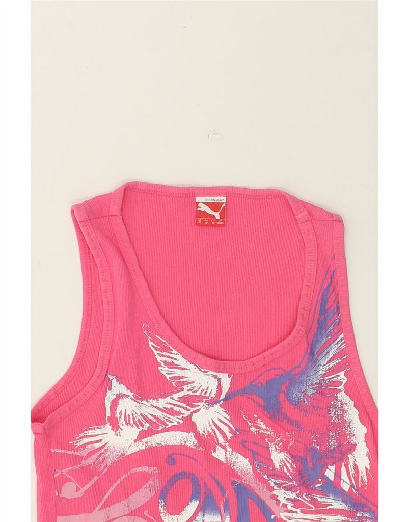 PUMA Girls Graphic Vest Top 13-14 Years Pink | Vintage Puma | Thrift | Second-Hand Puma | Used Clothing | Messina Hembry 