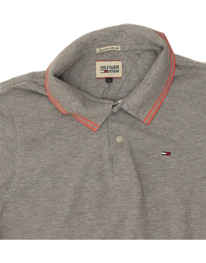 TOMMY HILFIGER Mens Polo Shirt Large Grey Cotton Vintage Tommy Hilfiger and Second-Hand Tommy Hilfiger from Messina Hembry 