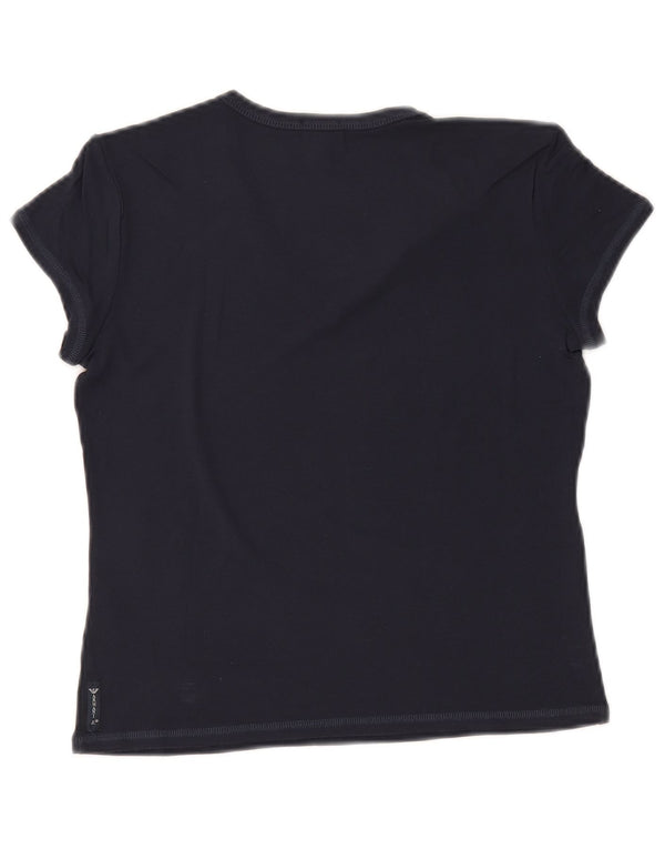 ARMANI JEANS Womens Crop T-Shirt Top IT 44 Medium Navy Blue Viscose