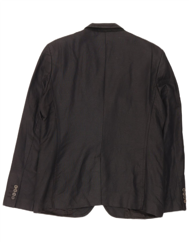 Zara Mens 2 Button Blazer Jacket EU 54 XL Black