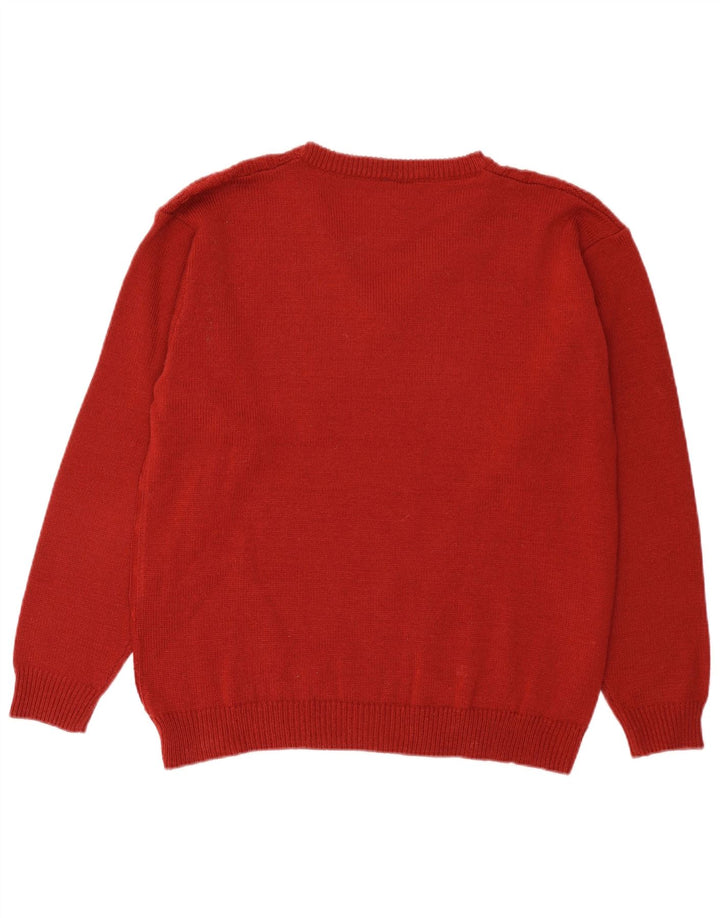Jacques Lorant Mens V-Neck Jumper Sweater UK 38/40 Medium Red Polyacrylic
