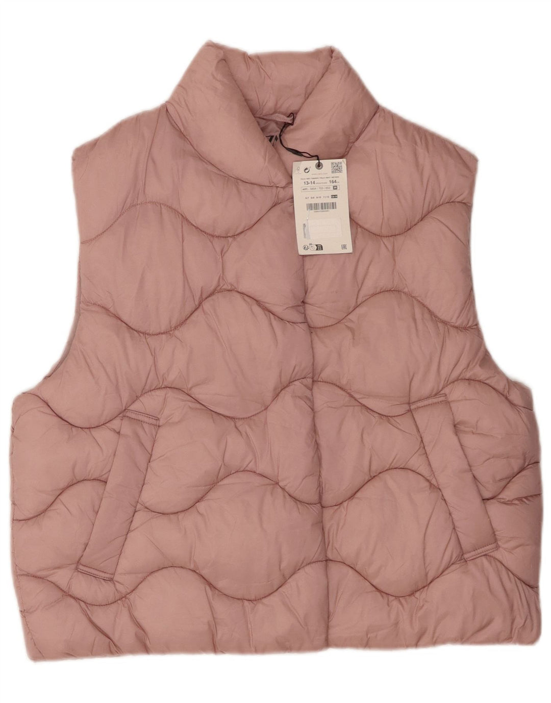 Zara Girls Padded Gilet 13-14 Years Pink Polyamide