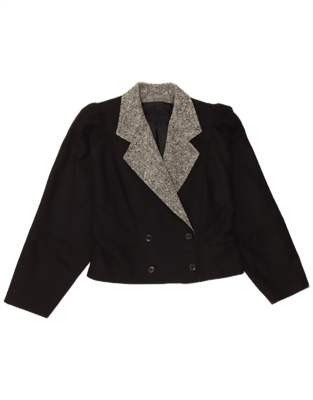 Vintage Womens Crop Blazer Jacket IT 44 Medium Black Colourblock