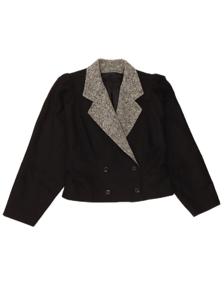 Vintage Womens Crop Blazer Jacket IT 44 Medium Black Colourblock