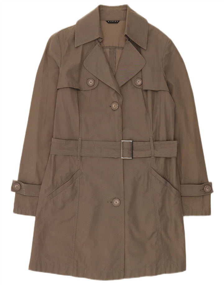 Sisley Womens Trench Coat IT 42 Medium Khaki Cotton