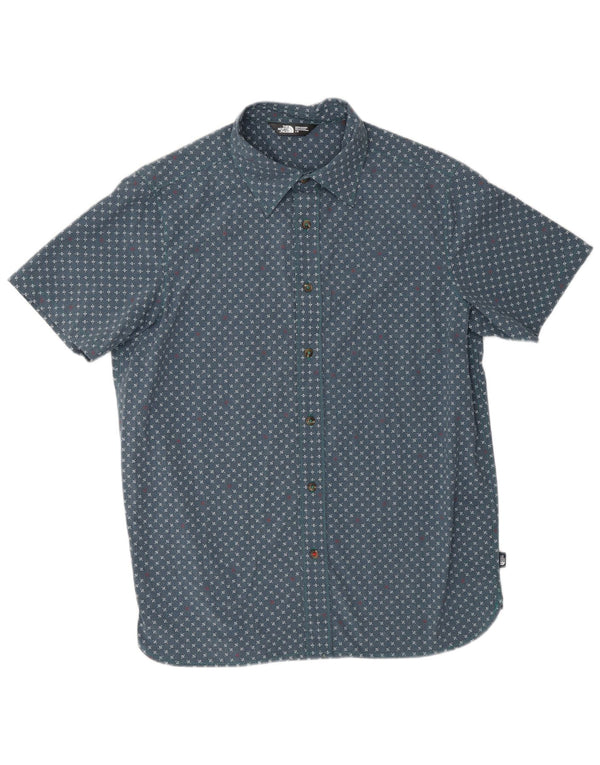 THE NORTH FACE Mens Short Sleeve Shirt Large Blue Geometric Polyester
