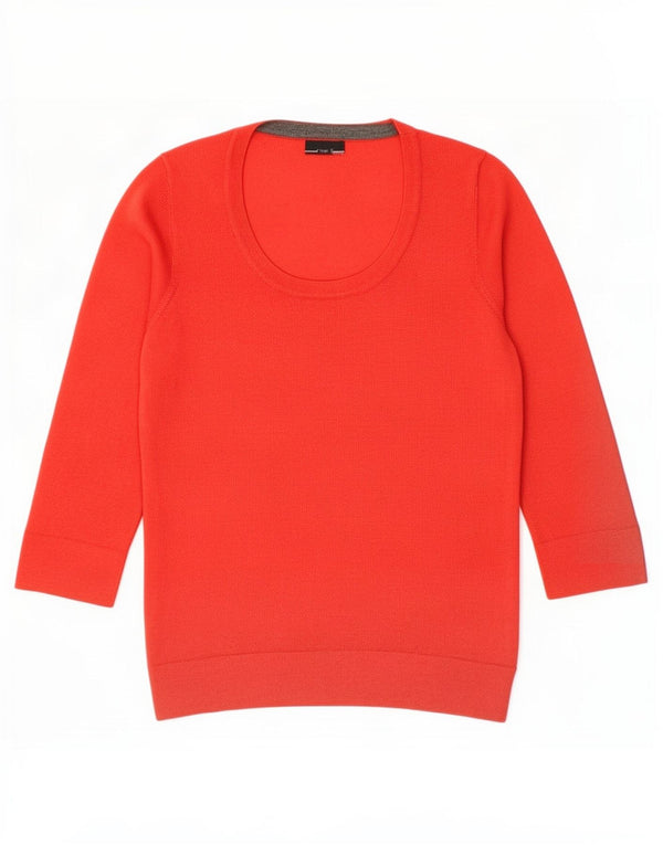 Hobbs Womens 3/4 Sleeve Boat Neck Jumper Sweater UK 12 Medium Red Wool
