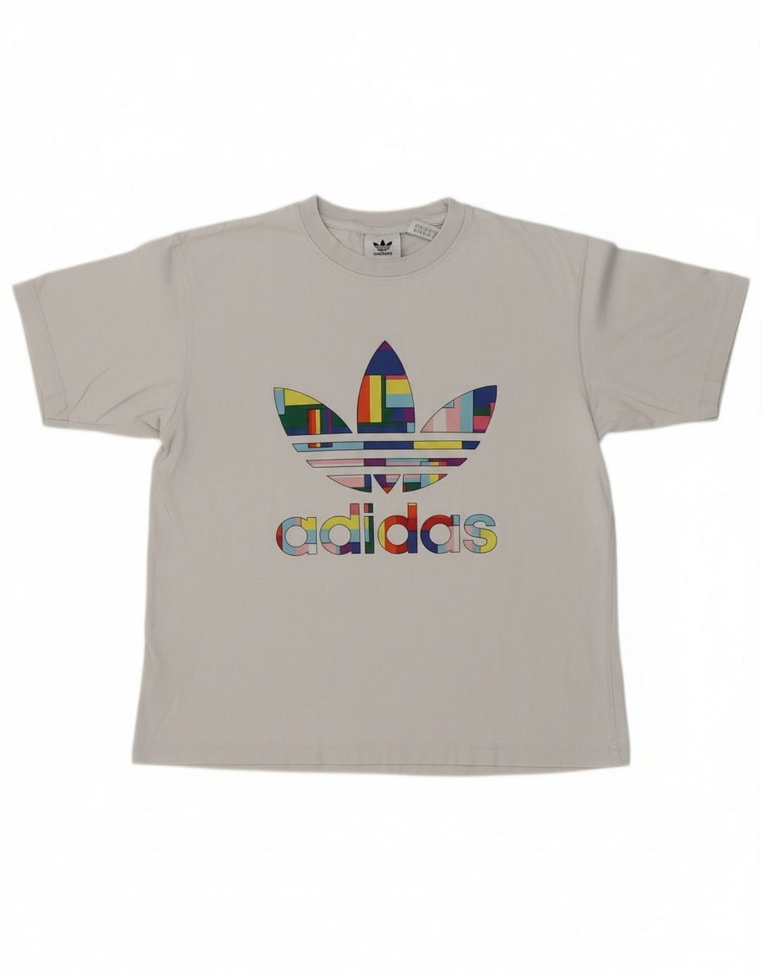 ADIDAS Mens Graphic T-Shirt Top Small Off White Cotton