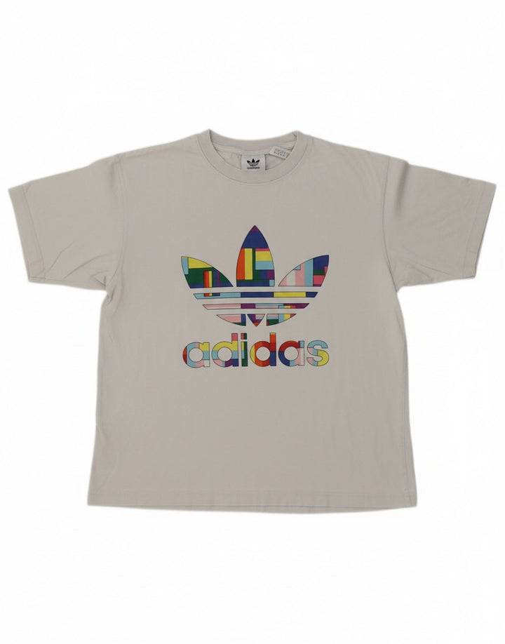 ADIDAS Mens Graphic T-Shirt Top Small Off White Cotton