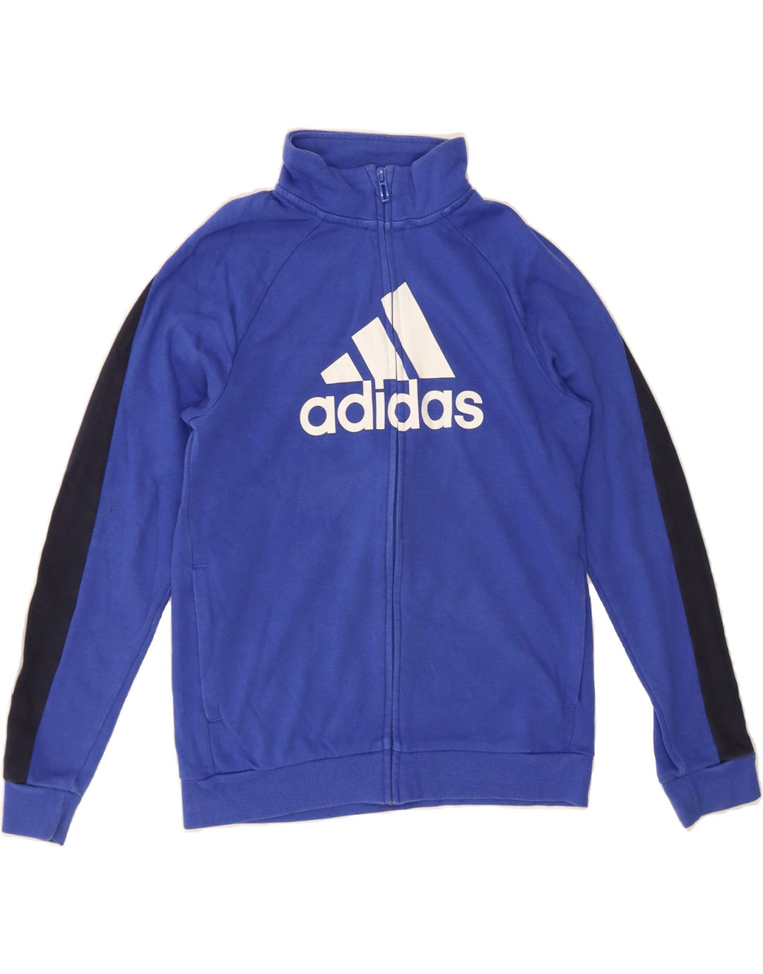 ADIDAS Boys Graphic Tracksuit Top Jacket 11-12 Years Blue Colourblock Vintage Adidas and Second-Hand Adidas from Messina Hembry 