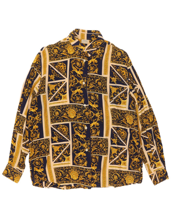 Benetton Womens Loose Fit Shirt Blouse UK 14 Medium Yellow Paisley Viscose