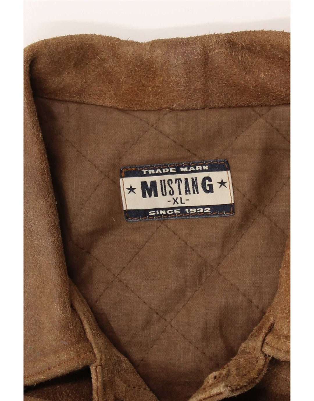Mustang Mens Bomber Leather Jacket UK 42 XL Brown
